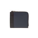 L字型ファスナーミニウォレット(ブラッククロコ×ネイビーシュリー)