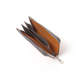 L字型ファスナーミニウォレット(グレークロコ×オレンジシュリー)