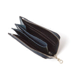 L字型ファスナーミニウォレット(ネイビークロコ×ブラックシュリー)