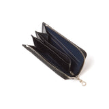 L字型ファスナーミニウォレット(ブラッククロコ×ネイビーシュリー)