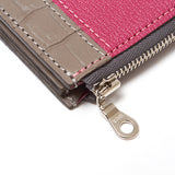 L字型ファスナーミニウォレット(グレークロコ×フーシャピンクシュリー)