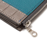 L字型ファスナーミニウォレット(グレークロコ×ブルーシュリー)