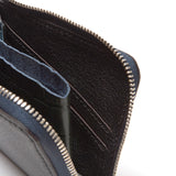 L字型ファスナーミニウォレット(ネイビークロコ×ブラックシュリー)