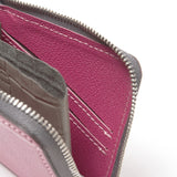 L字型ファスナーミニウォレット(グレークロコ×フーシャピンクシュリー)