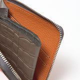 L字型ファスナーミニウォレット(グレークロコ×オレンジシュリー)