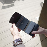 三つ折りコンパクトウォレット(ネイビー×ブラウン)