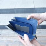 L字型ファスナー薄型ウォレット(アイスグレー×ネイビー)