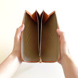 L字型ファスナーロングウォレット(オレンジ×エトープ)