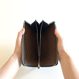 L字型ファスナーロングウォレット(ネイビー×ブラウン)