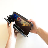 L字型ファスナーロングウォレット(ネイビー×ブラウン)