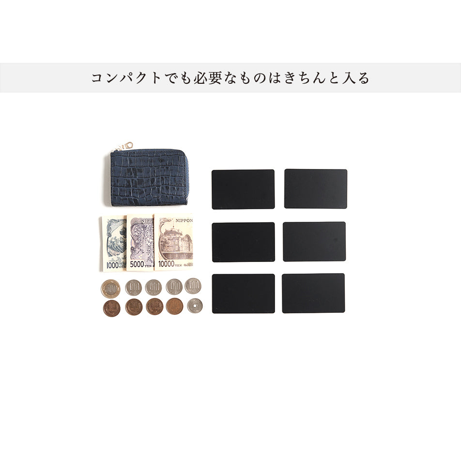 マイクロウォレットL字ファスナー型(ネイビー)