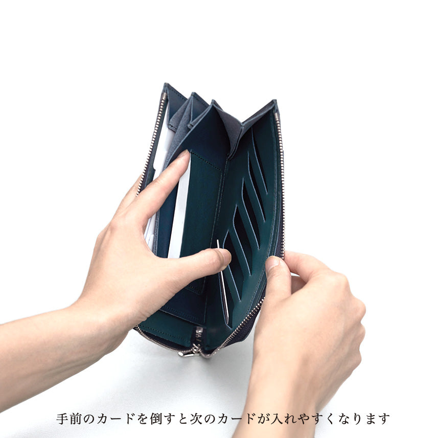 【Special Price/数量限定】L字型ファスナーロングウォレット(ブラッククロコ×ネイビースムース)