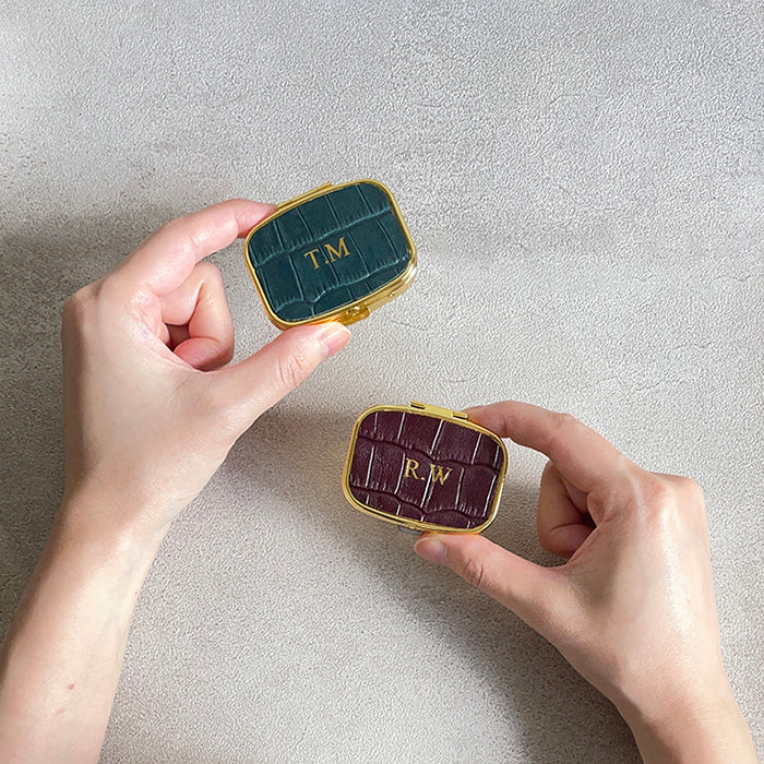 ピルケース ジュエリーケース パーソナル 名入れ刻印(スクエア/クロコ